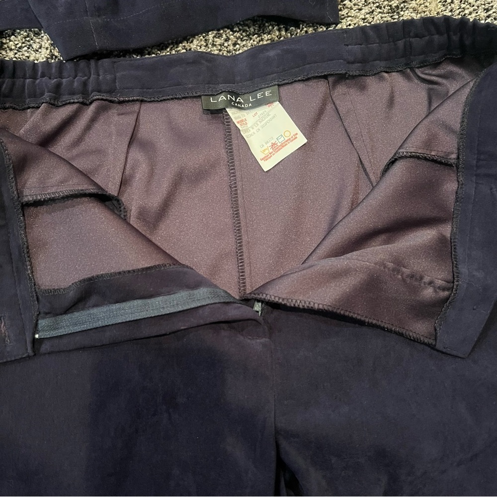 Vintage LANA LEE 3 Pce Suede-Like Dark Blue Suit Set | Size 14 - Picture 14 of 15